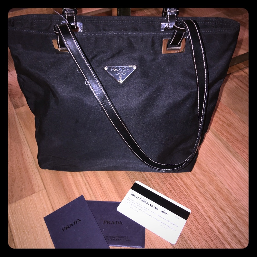 Prada Black Nylon Tote with Gold Hardware